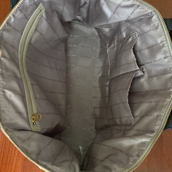 Marc Jacobs Canvas Camouflage Small The Tote Bag Khaki  Marc Jacobs Shoulder Tote in grey, slate, black and yellow with luggage tag